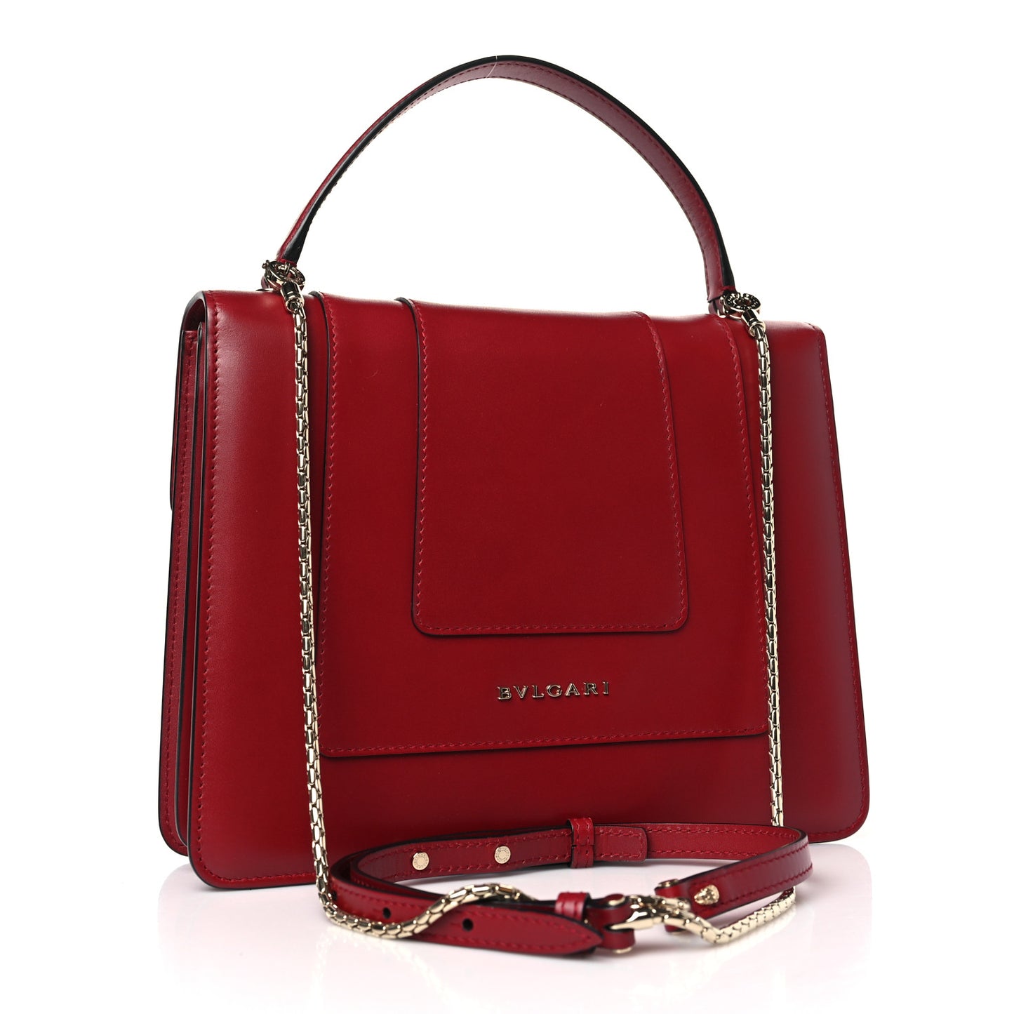 Calfskin Large Serpenti Forever Top Handle Red