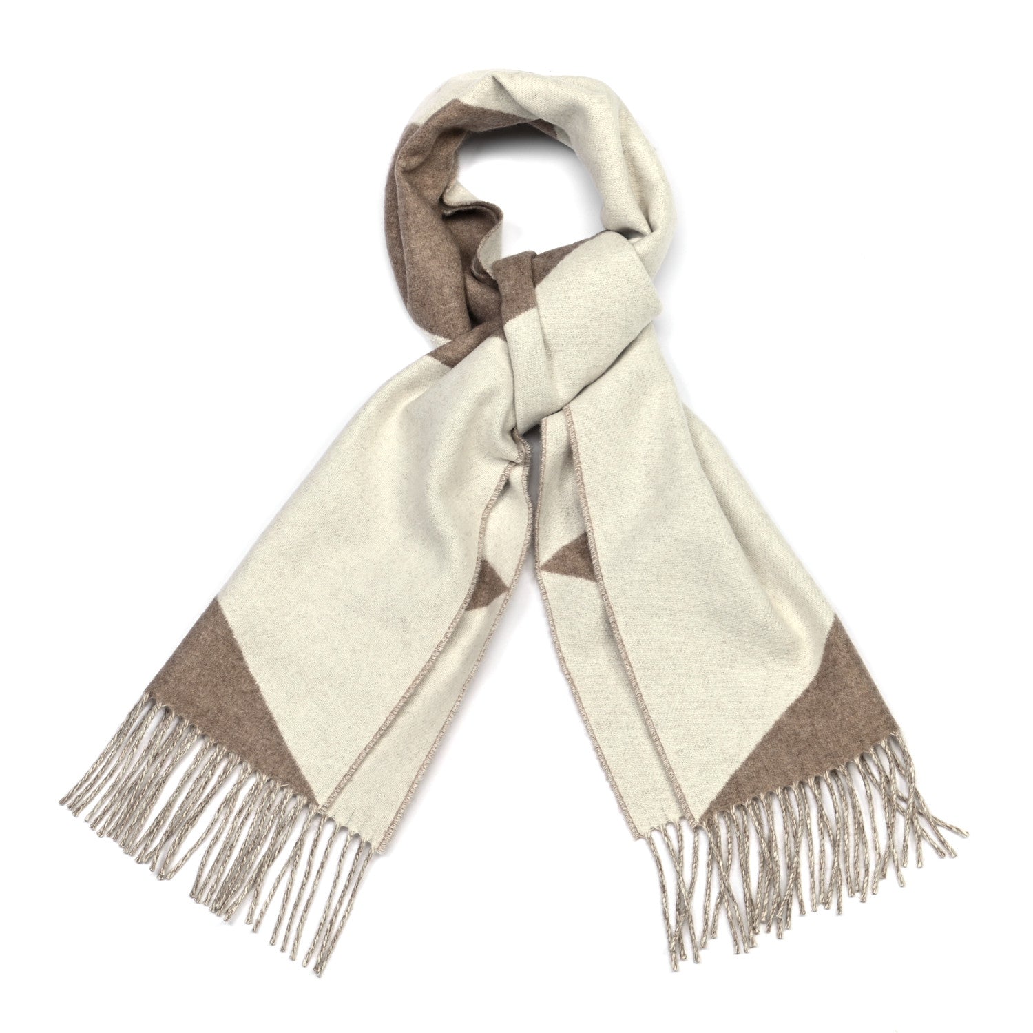 Hermes Cashmere Casaque Zig Zag Muffler Etoupe Ivory 1 of 5