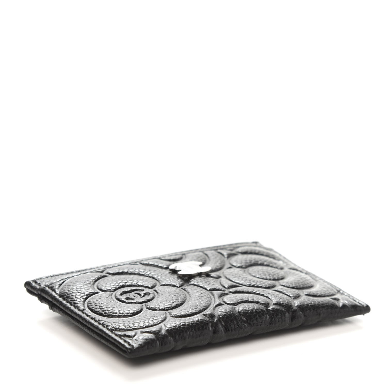 Chanel Caviar Camellia Embossed Card Holder Black 4 of 9
