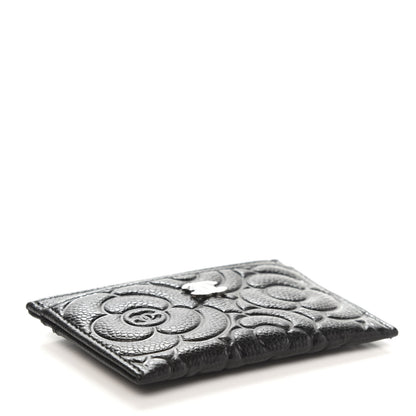 Chanel Caviar Camellia Embossed Card Holder Black 4 of 9