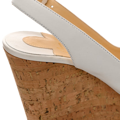 Christian Louboutin Nappa Cork Reine De Liege 120 Wedges 39 White Natural 8 of 12