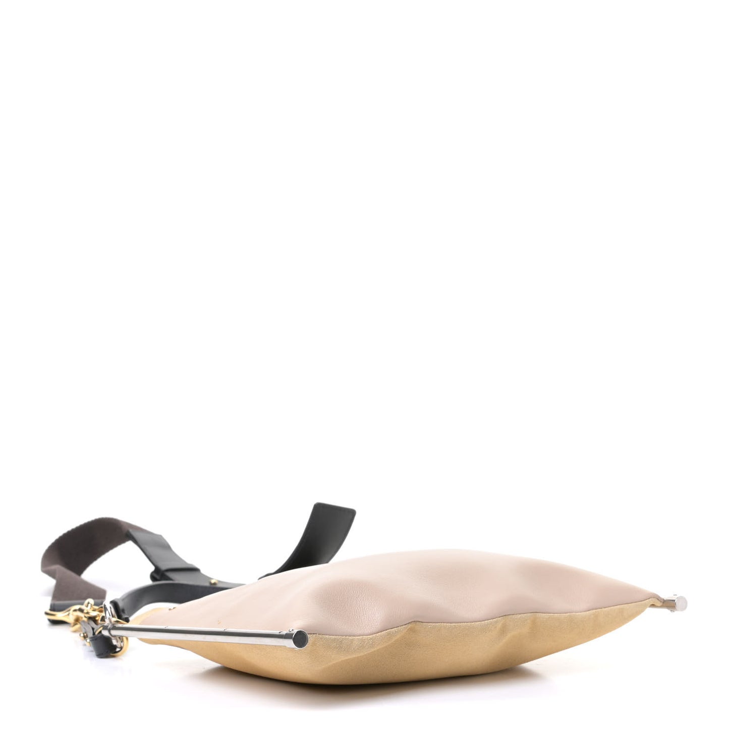 Suede Smooth Calfskin Medium Roy Bag Pearl Beige