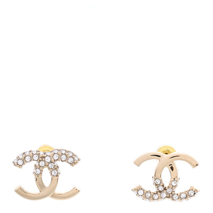 Chanel Crystal Metal CC Earrings Gold 1 of 5