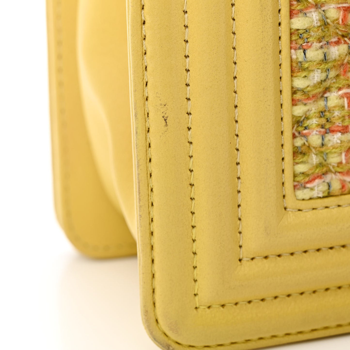 Tweed Lambskin Medium Boy Flap Yellow