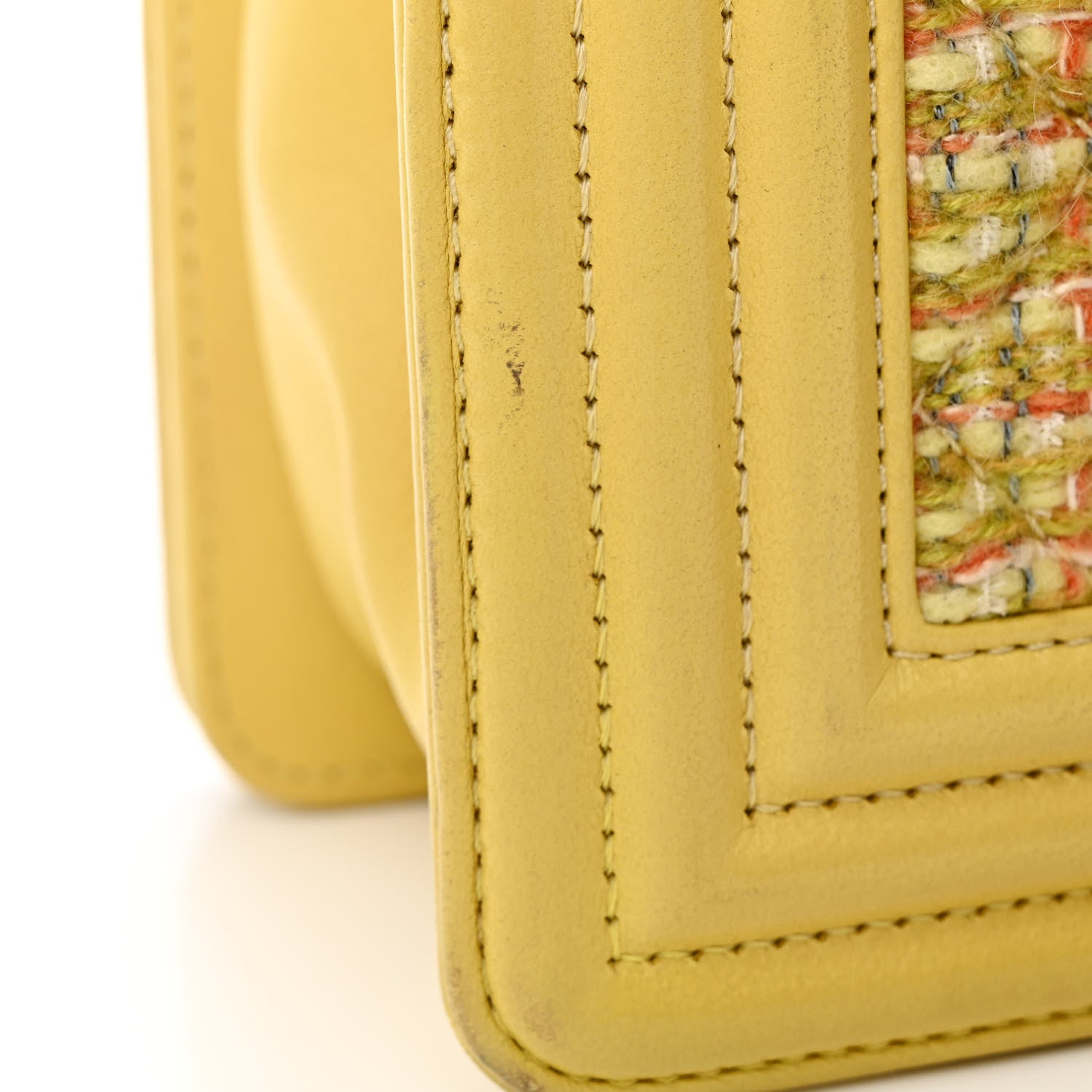Chanel Tweed Lambskin Medium Boy Flap Yellow 12 of 13