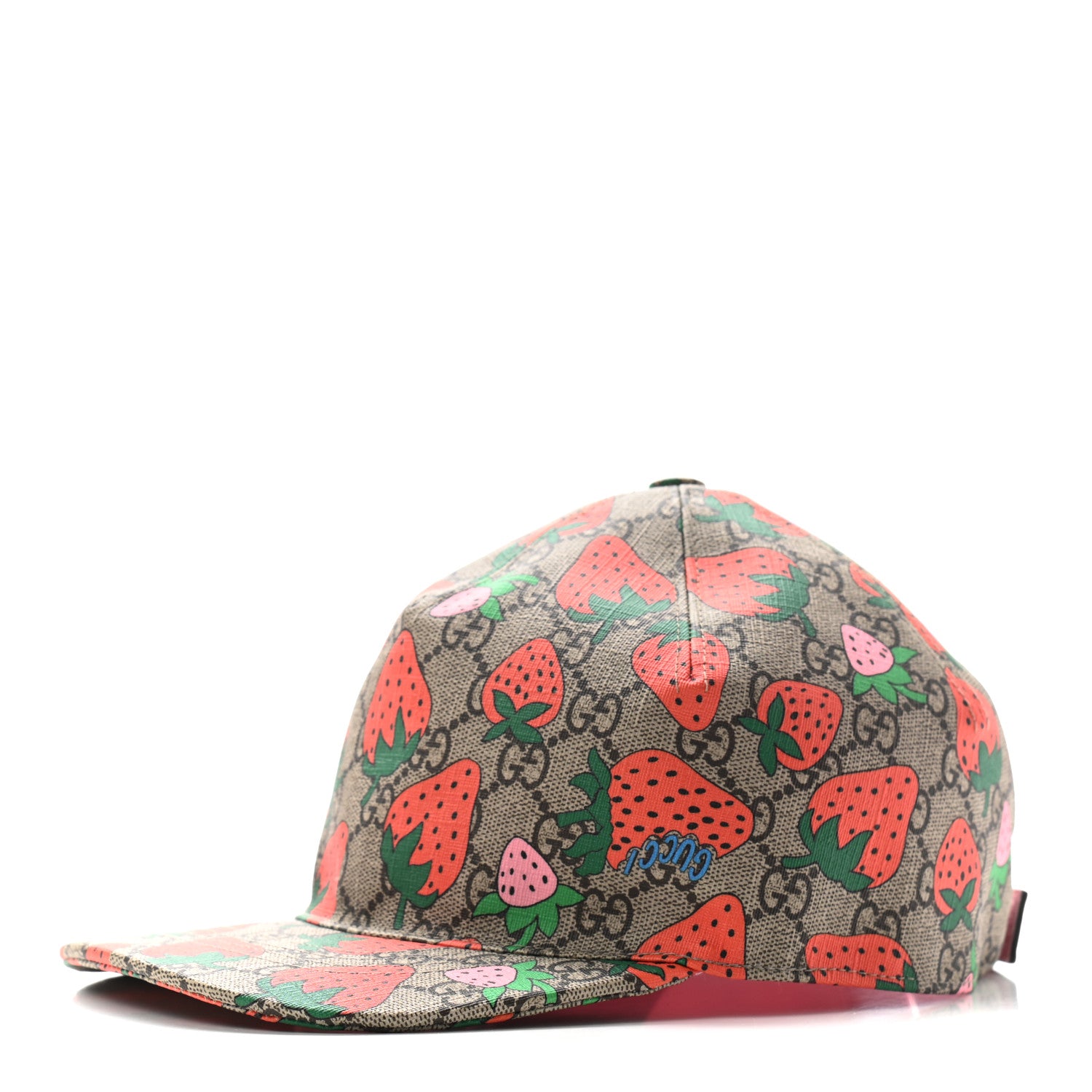 Gucci GG Supreme Monogram Strawberry Baseball Hat L Beige 1 of 8