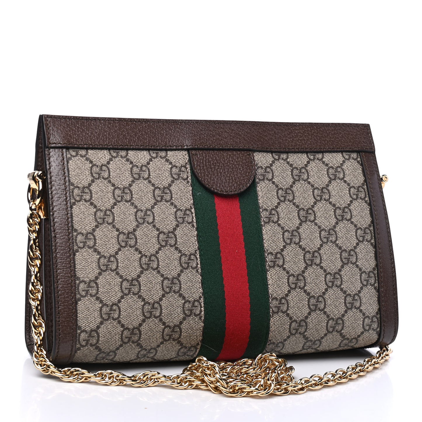 GG Supreme Monogram Web Small Ophidia Chain Shoulder Bag Brown