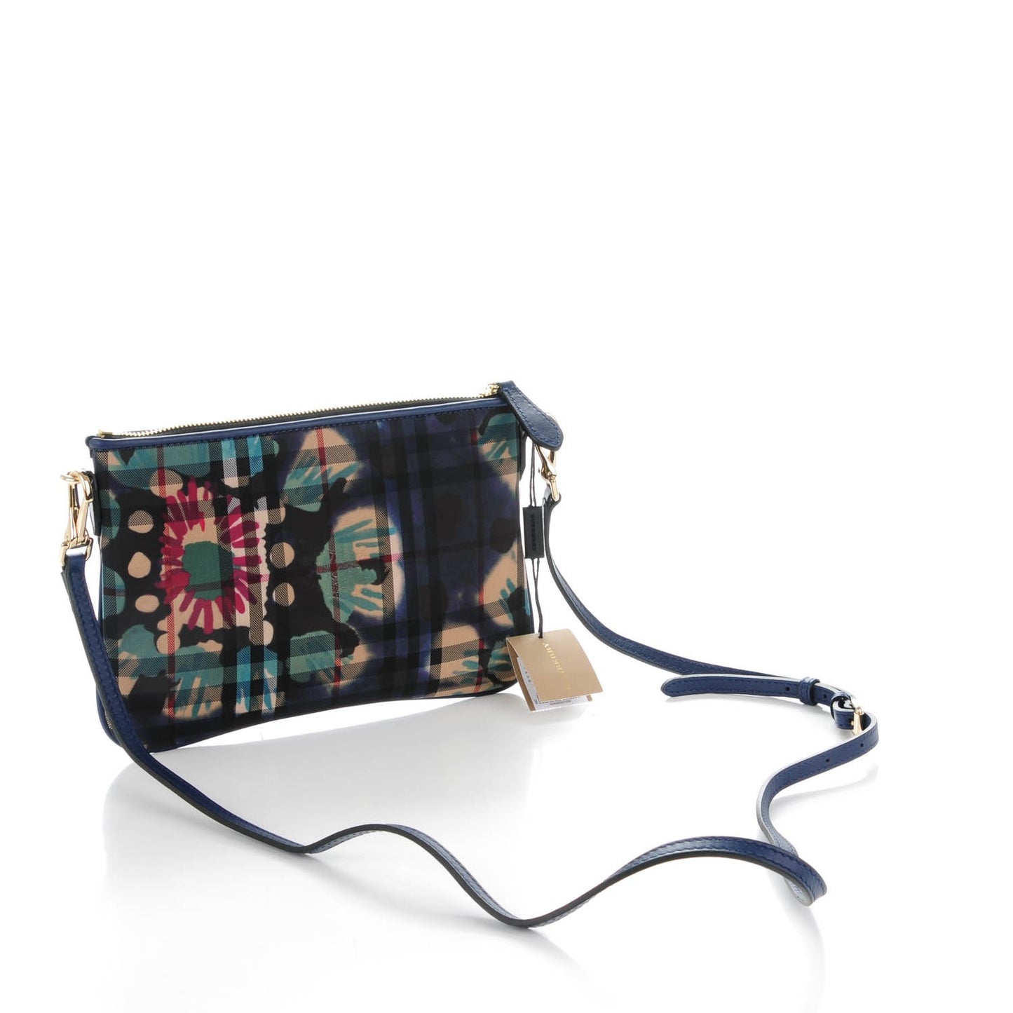 Horseferry Check Tie Dye Floral Print Peyton Crossbody Clutch Bag Brilliant Navy