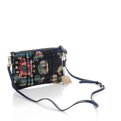 Burberry Horseferry Check Tie Dye Floral Print Peyton Crossbody Clutch Bag Brilliant Navy 3 of 6