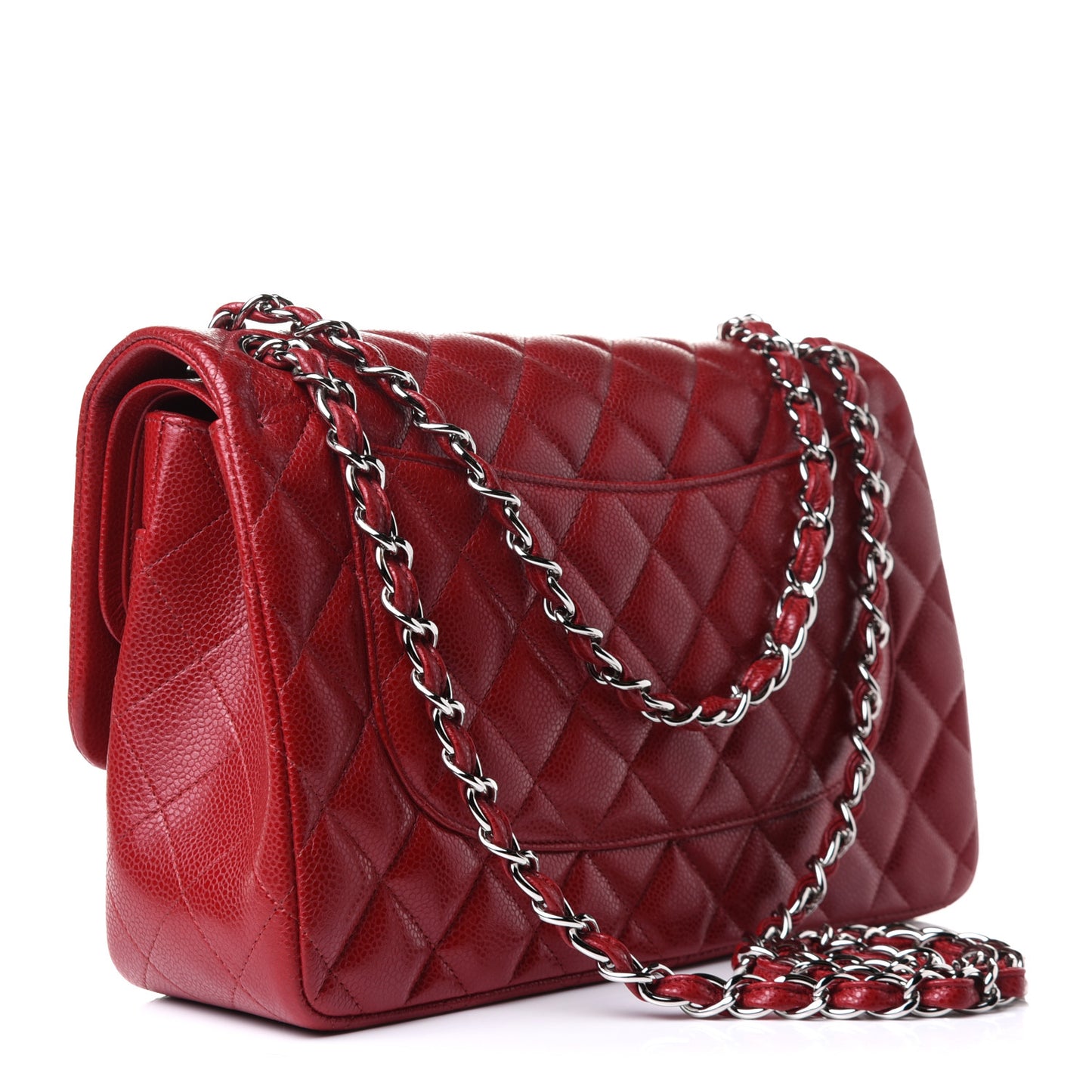 Caviar Quilted Jumbo Double Flap Red