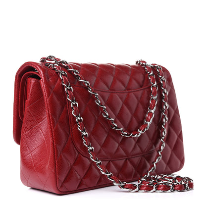 Chanel Caviar Quilted Jumbo Double Flap Red 3 of 10