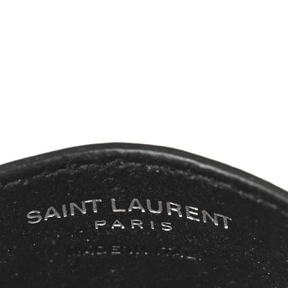 Saint Laurent Grain De Poudre Matelasse Chevron Monogram Credit Card Case Black 6 of 9