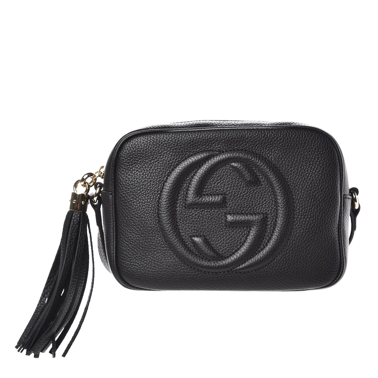 Pebbled Calfskin Small Soho Disco Bag Black