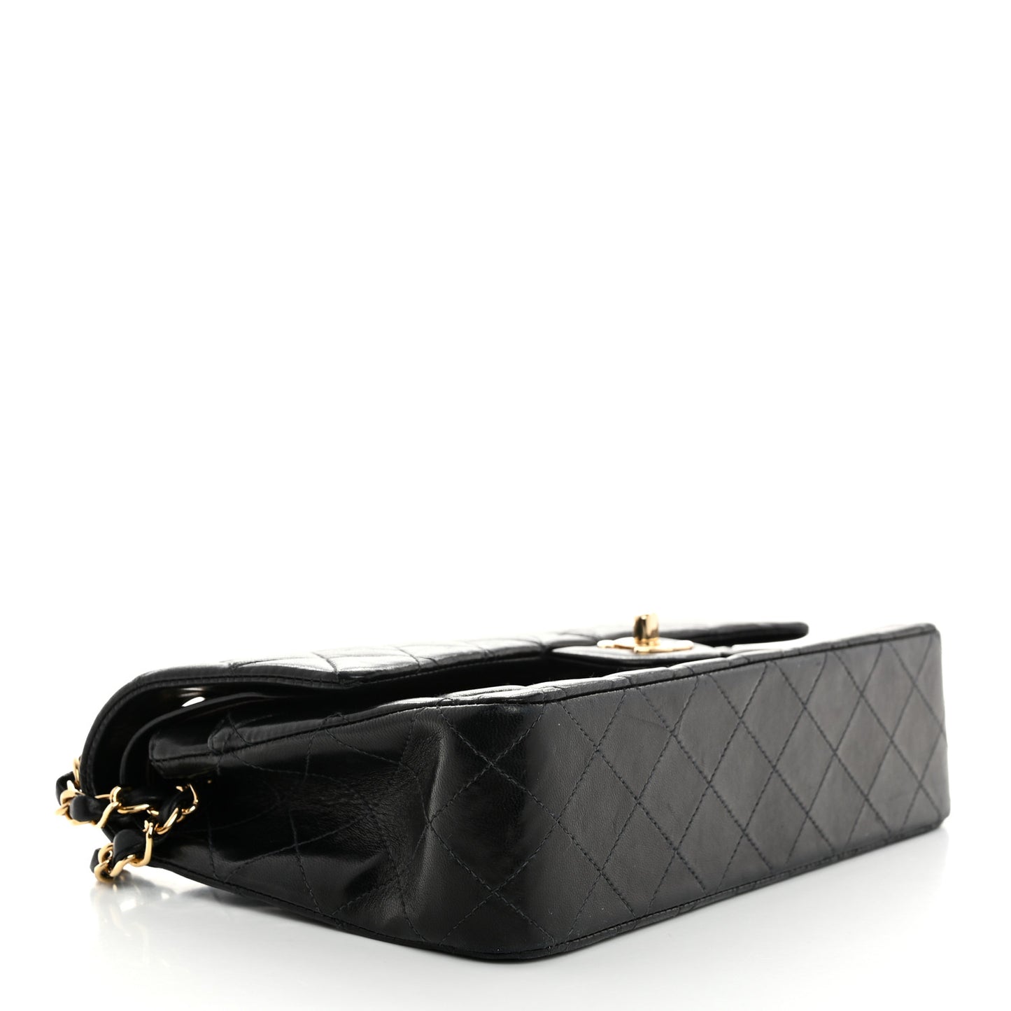 Lambskin Quilted Medium Double Flap Black