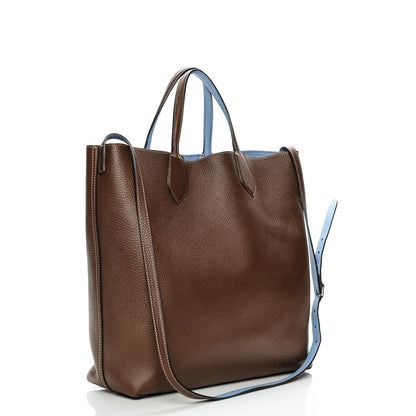 Gucci Cellarius Calfskin Bi-Color Medium Ramble Reversible Tote Nut Brown Mineral Blue 4 of 7