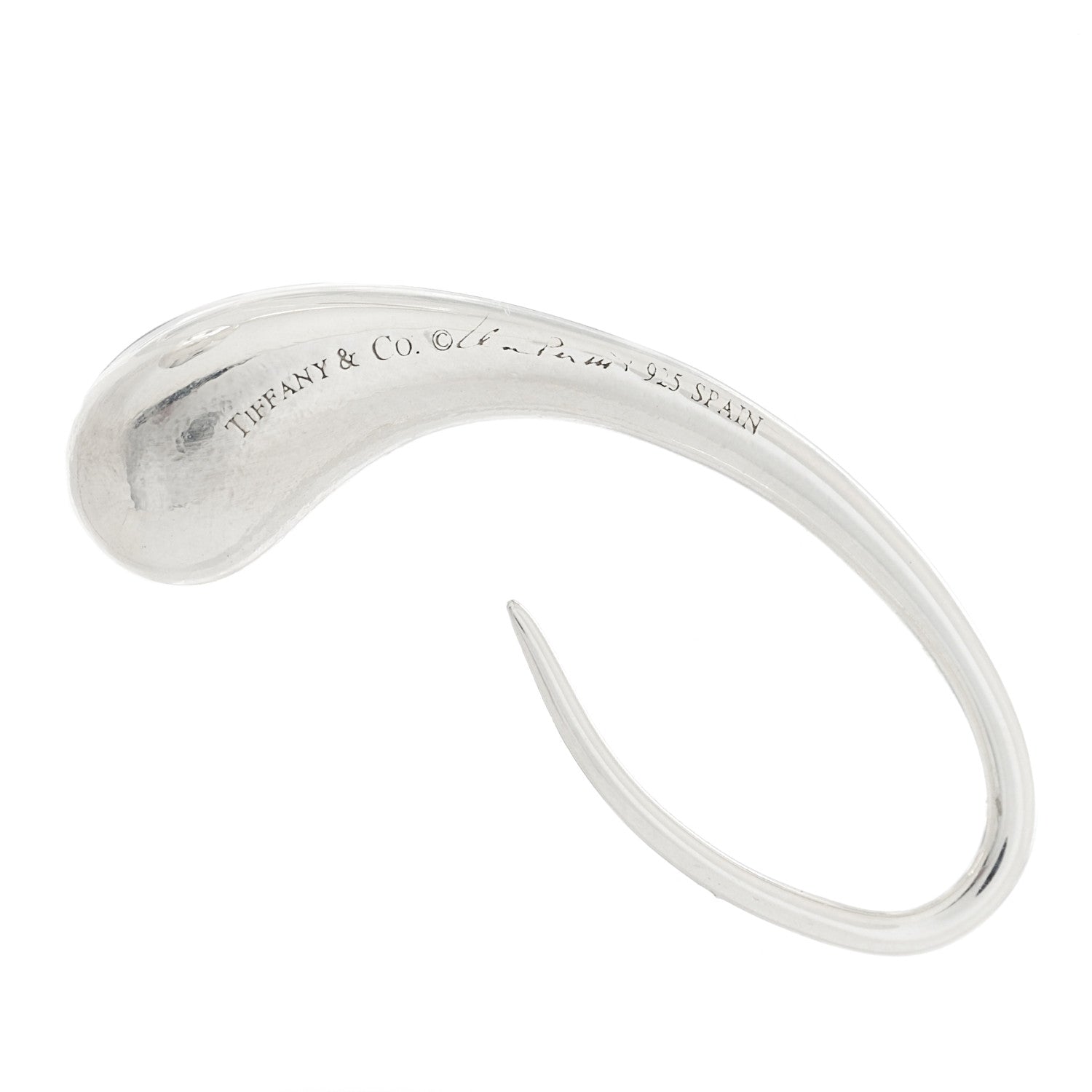 Tiffany Sterling Silver Elsa Peretti Teardrop Hoop Earrings 4 of 4