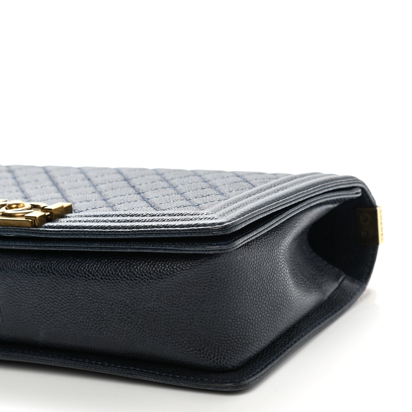 Caviar Quilted New Medium Boy Flap Dark Navy Blue