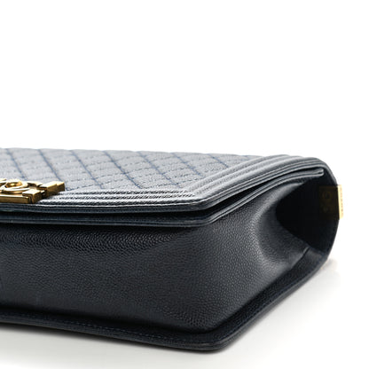 Chanel Caviar Quilted New Medium Boy Flap Dark Navy Blue 10 of 11