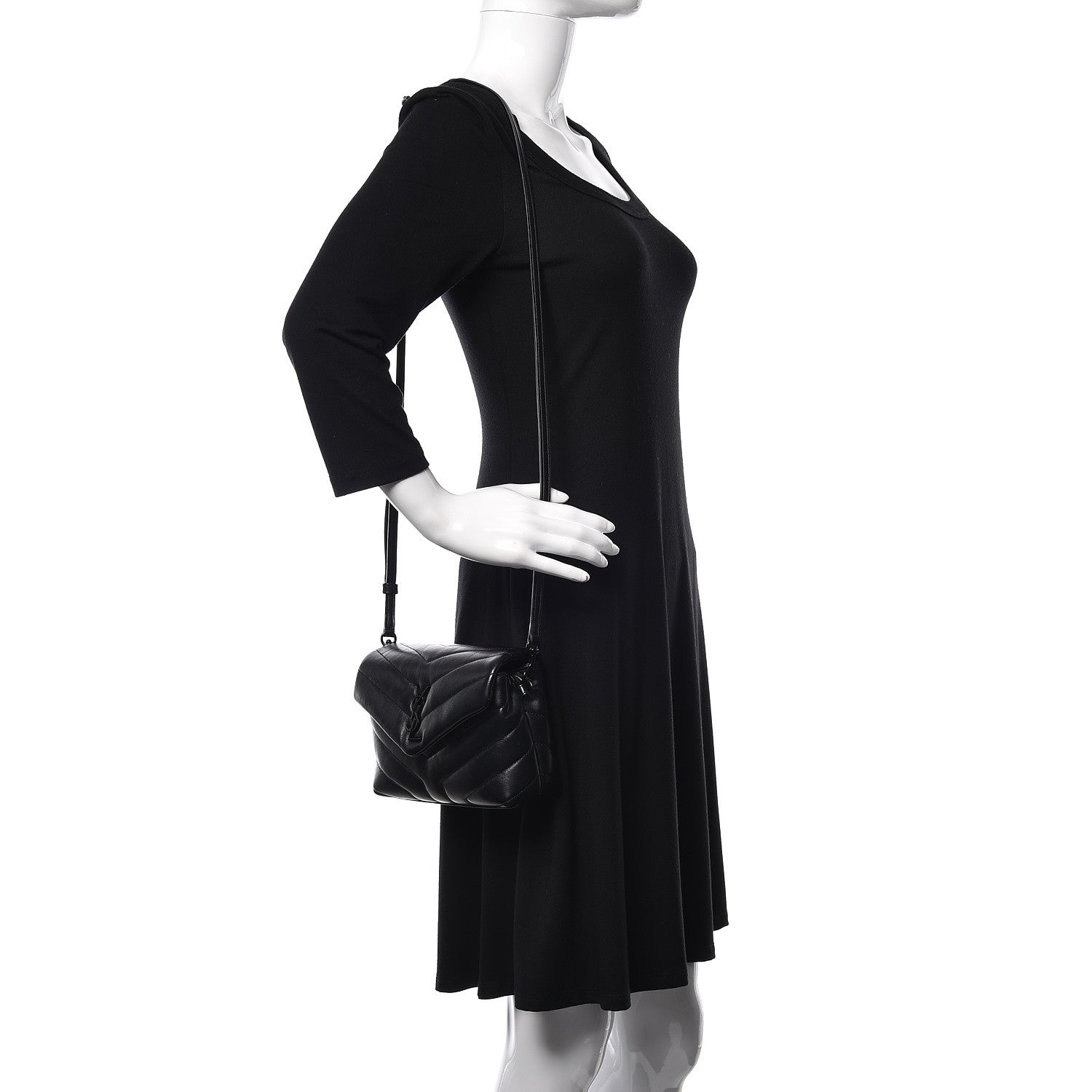 Saint Laurent Calfskin Y Quilted Monogram Toy Loulou Crossbody Bag Black 2 of 11