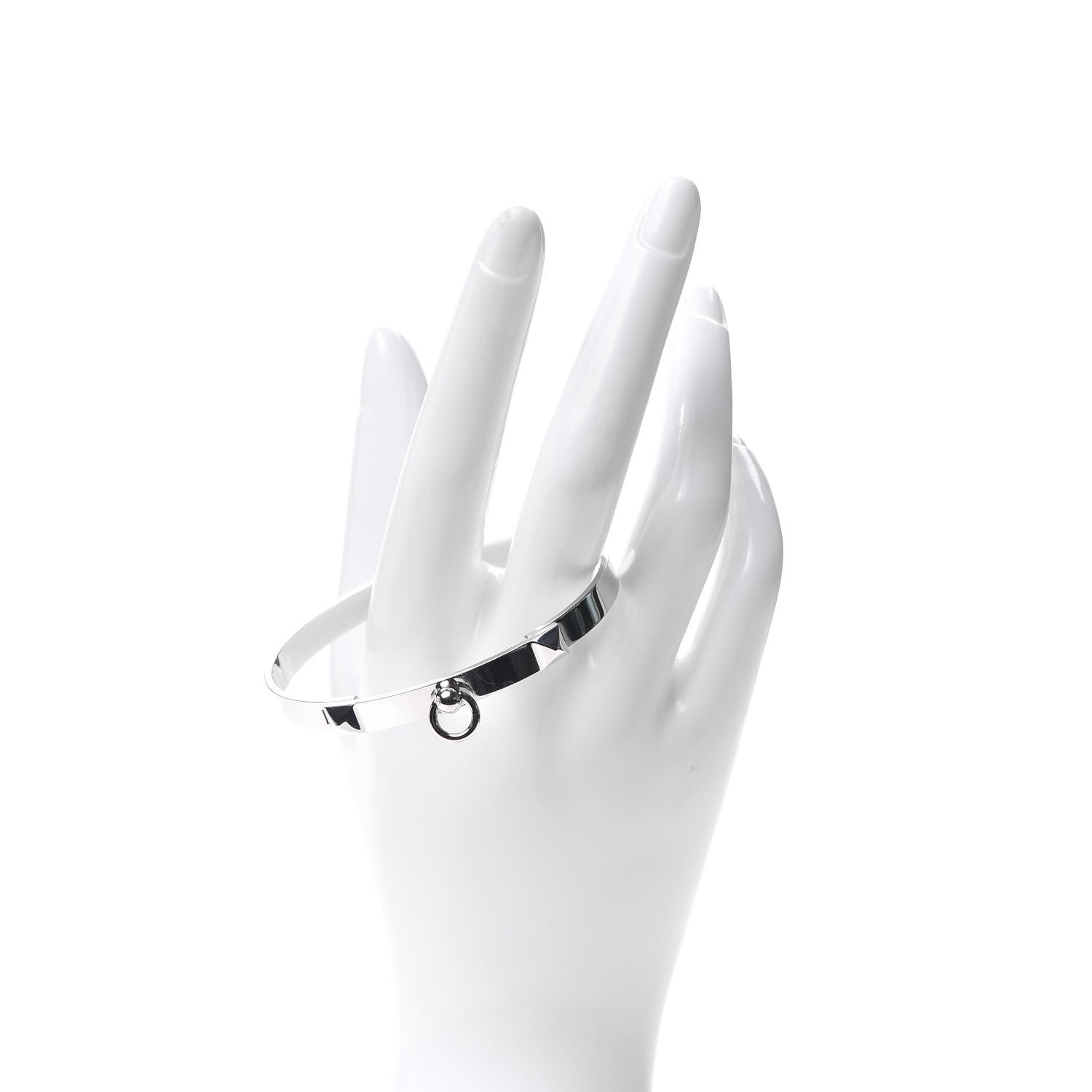 Hermes 18K White Gold PM Collier De Chien Bracelet LG 2 of 5