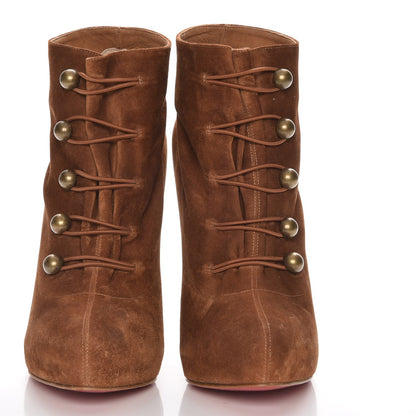 Christian Louboutin Veau Velours Fifre Corset Booties 39.5 Sella Bronze 2 of 7
