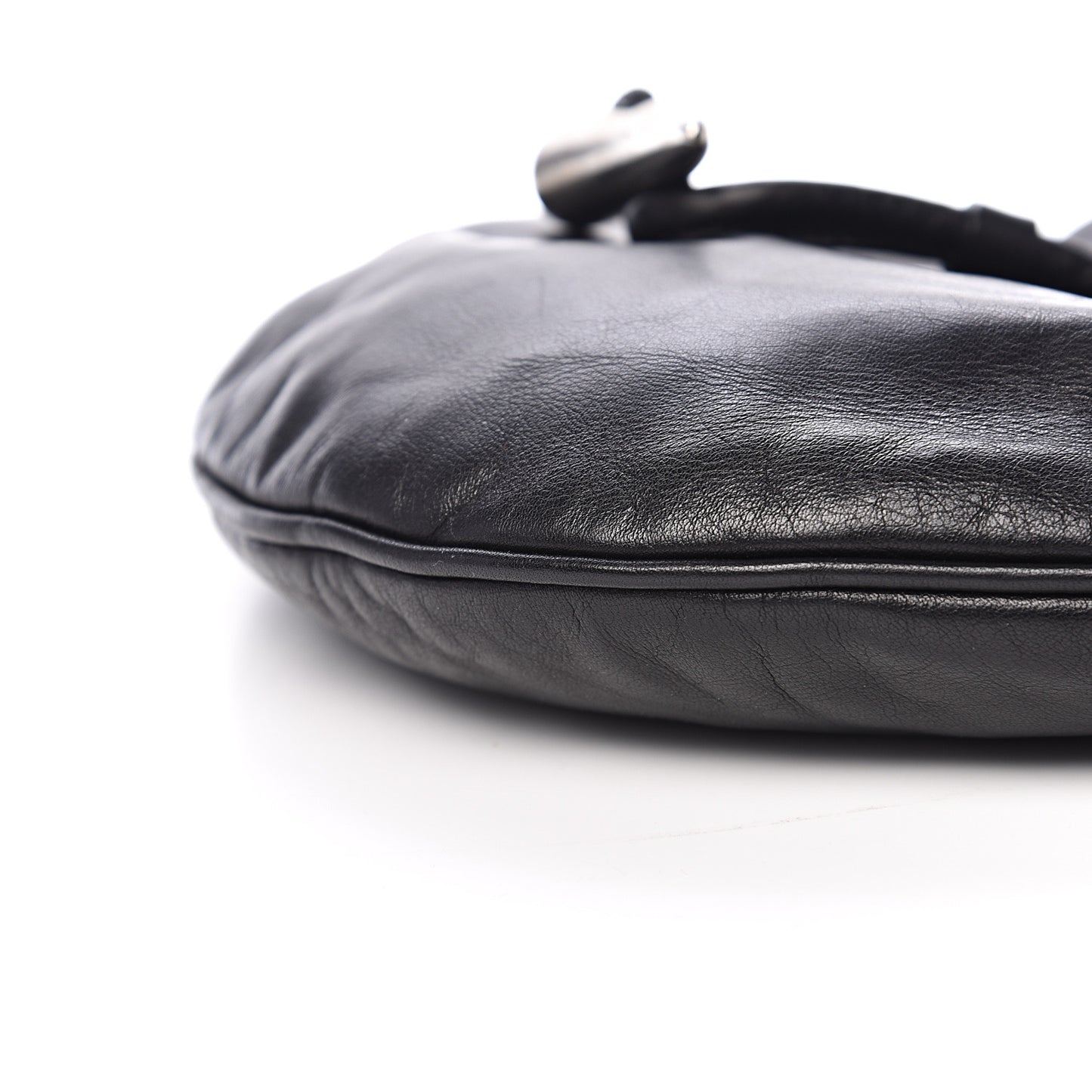 Smooth Calfskin Haymarket Check Horn Shoulder Bag Black