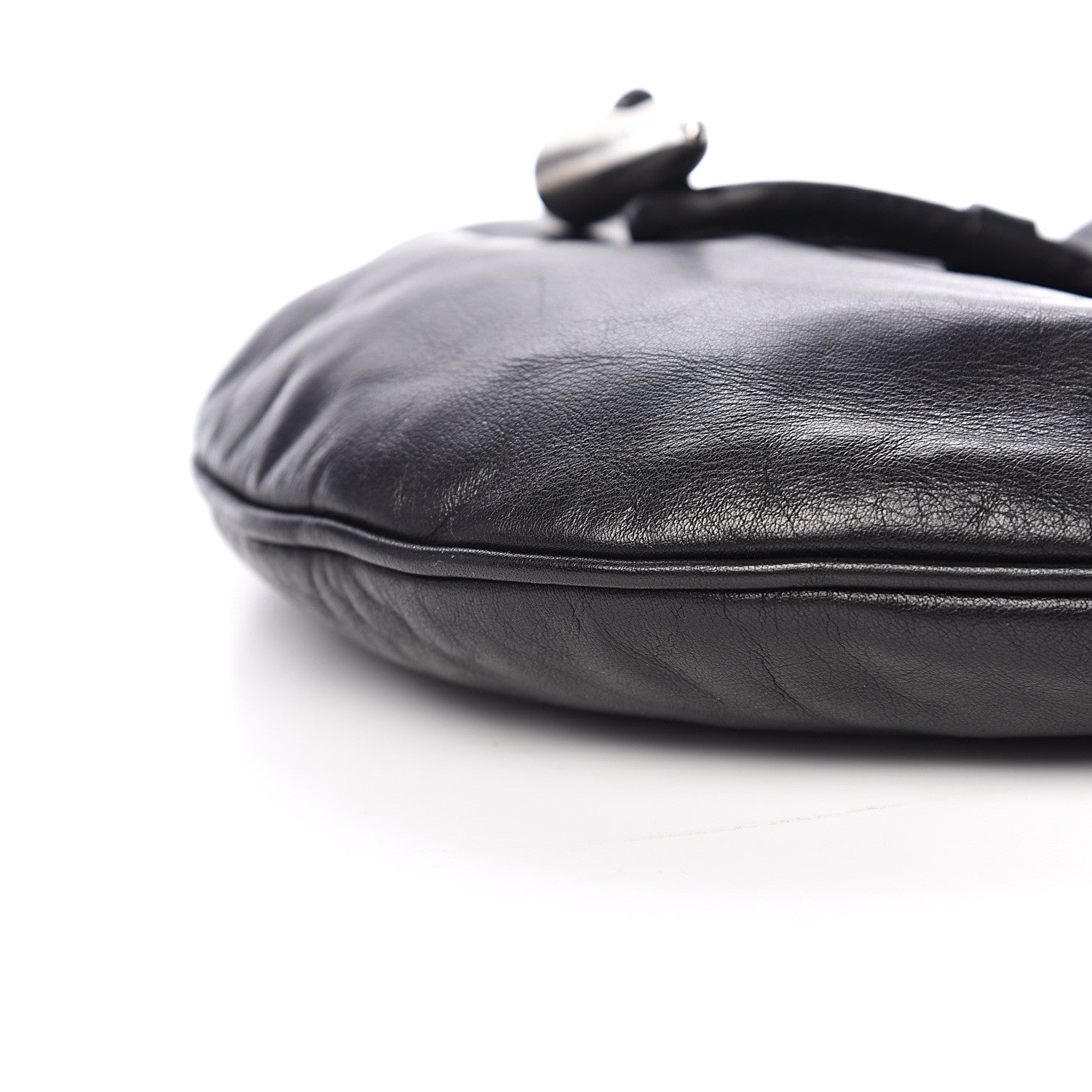Burberry Smooth Calfskin Haymarket Check Horn Shoulder Bag Black 9 of 10