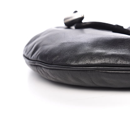 Burberry Smooth Calfskin Haymarket Check Horn Shoulder Bag Black 9 of 10