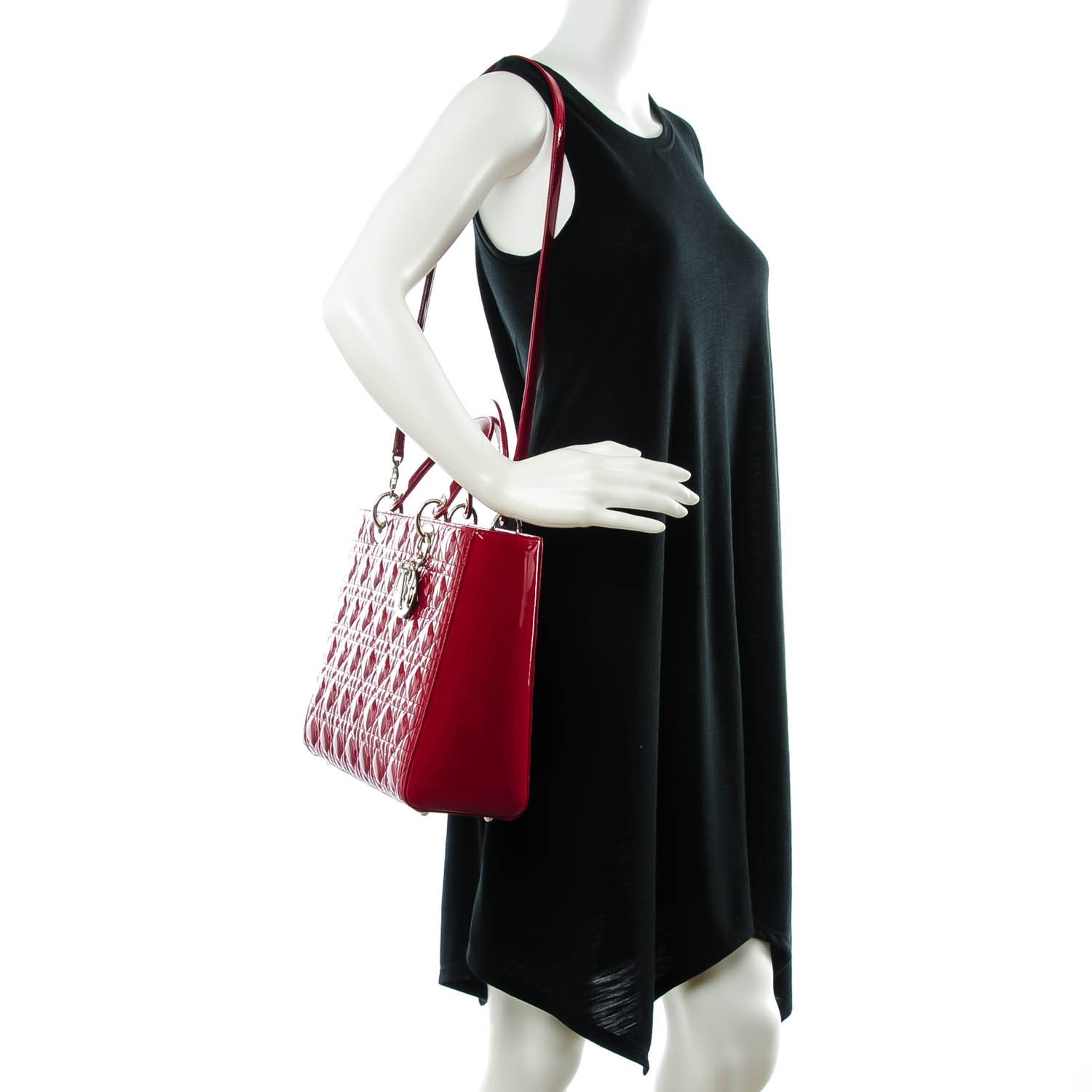 Christian Dior Patent Cannage Large Lady Dior Red 2 of 7