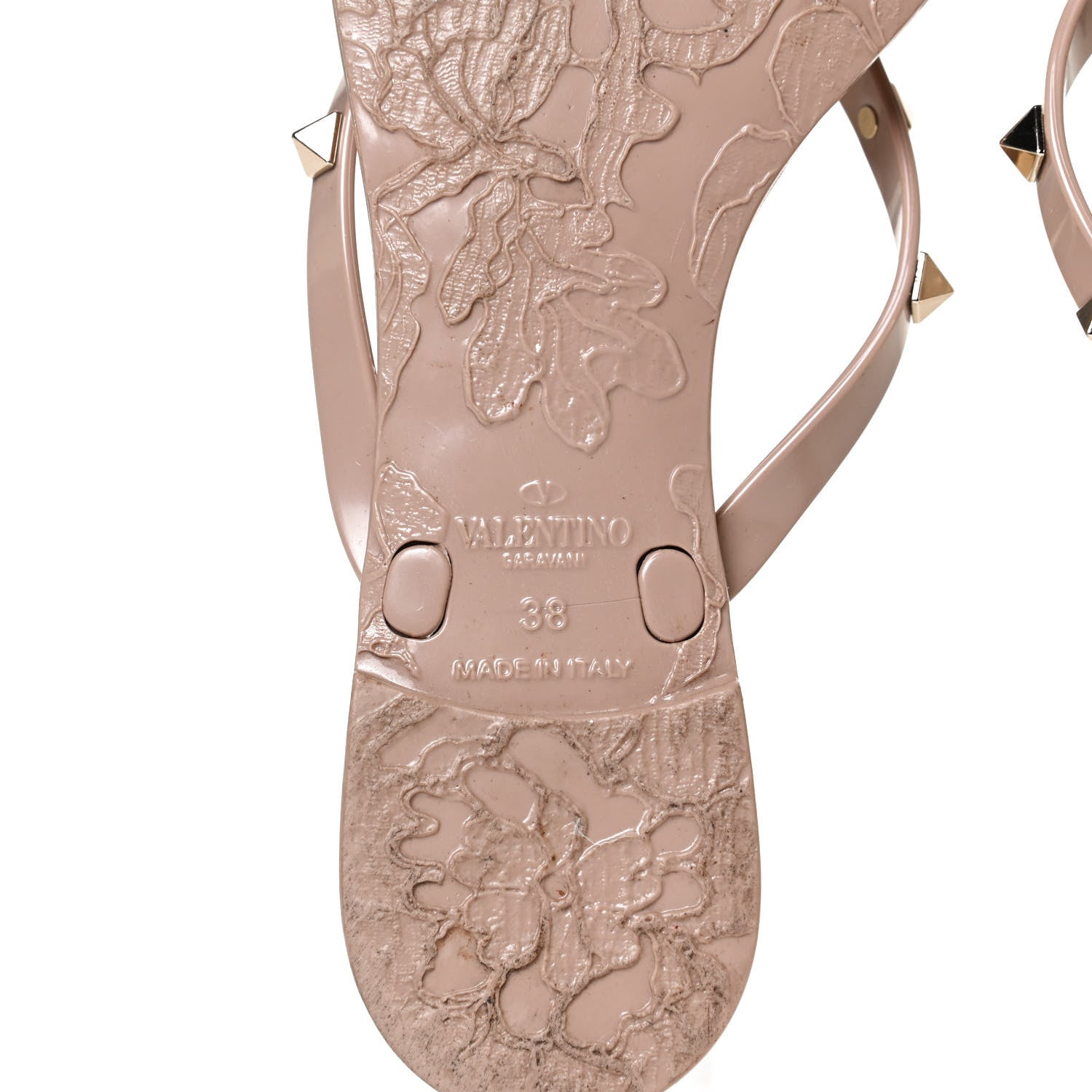 Valentino Garavani PVC Jelly Rockstud Bow Thong Sandals 38 Poudre 8 of 10