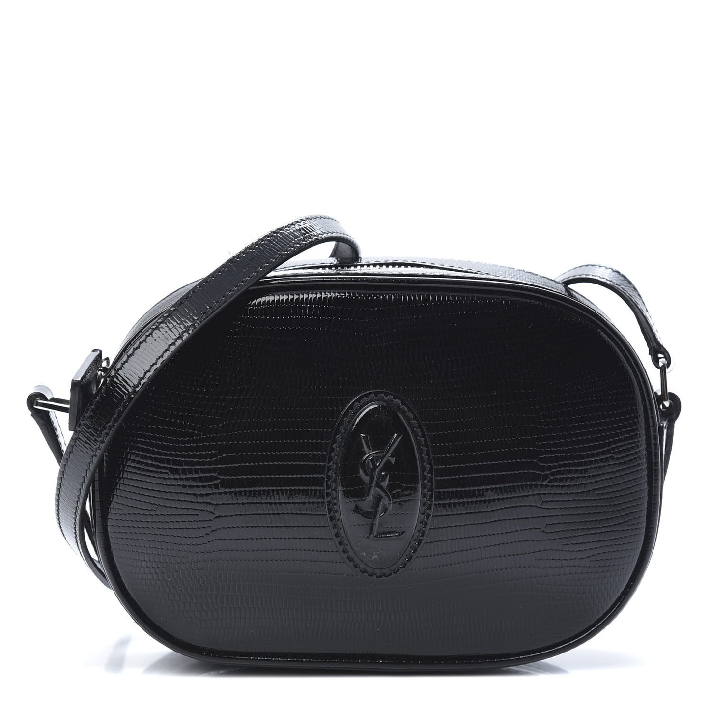 Calfskin Lizard Embossed Le 61 Camera Bag Black