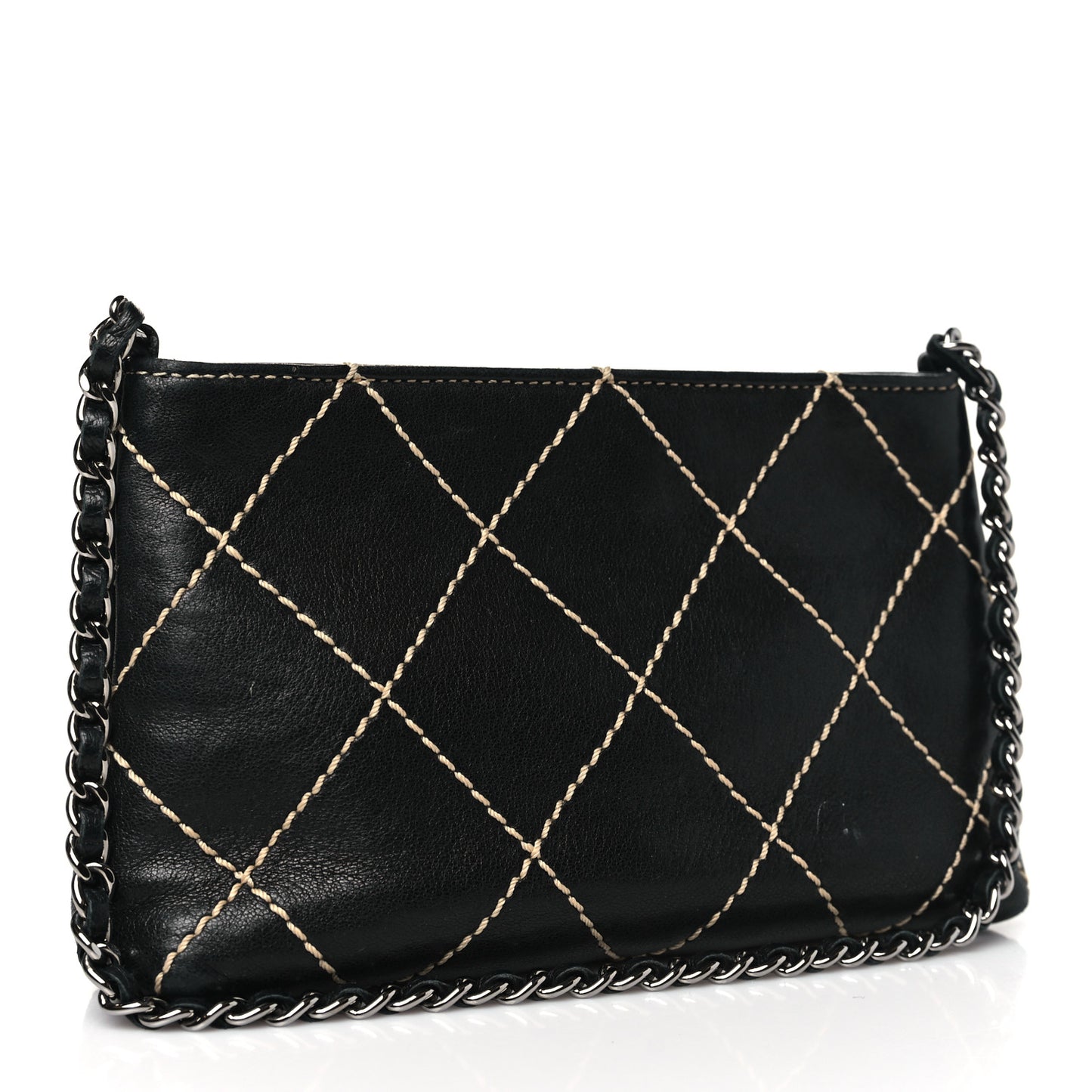 Lambskin Surpique Stitch Pochette Black