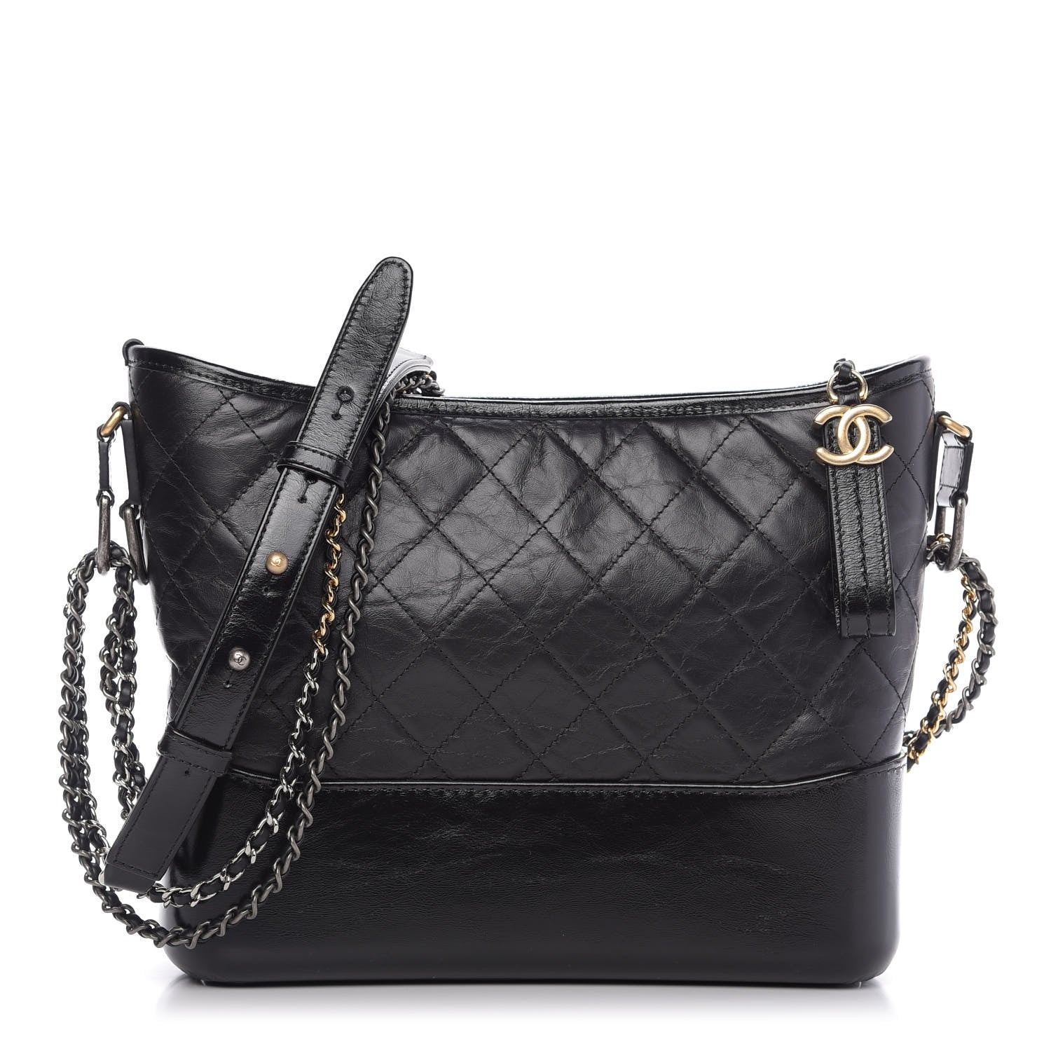 Chanel Aged Calfskin Quilted Medium Gabrielle Hobo Black 1 of 9
