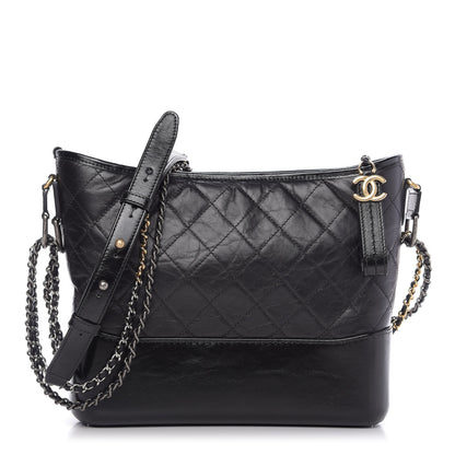 Chanel Aged Calfskin Quilted Medium Gabrielle Hobo Black 1 of 9