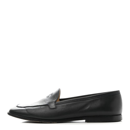 Chanel Lambskin CC Loafers 39.5 Navy 1 of 11