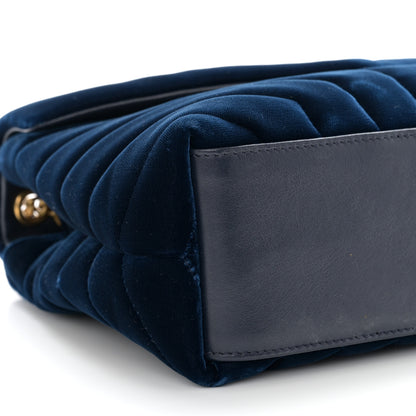 Saint Laurent Velvet Y Quilted Monogram Small Loulou Chain Satchel Medium Blue 9 of 10