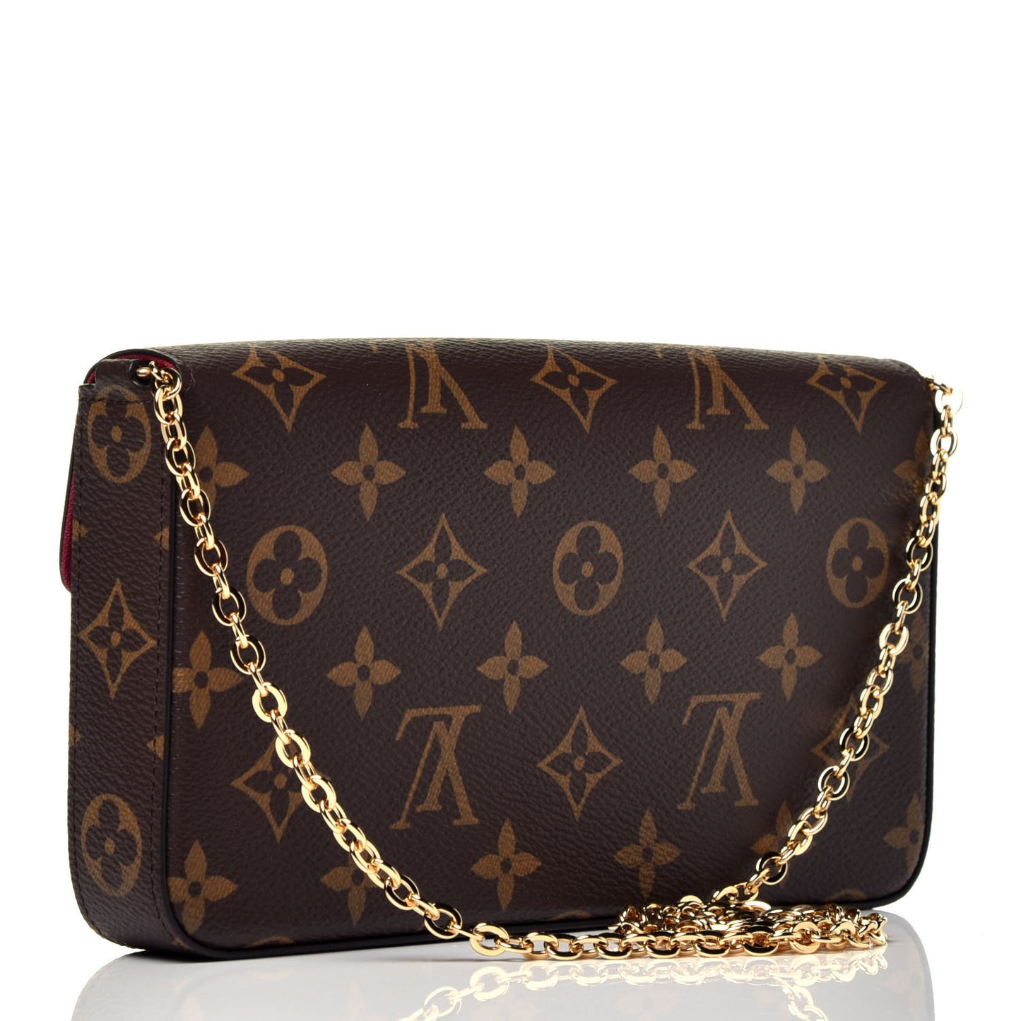 Monogram Pochette Felicie Chain Wallet Fuchsia