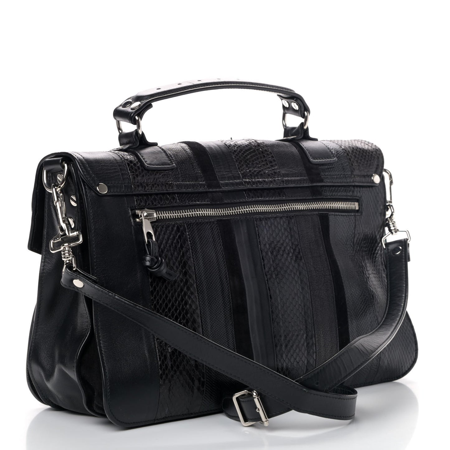 Lambskin Karung Ayers Medium Paneled PS1 Satchel Black
