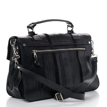 Proenza Schouler Lambskin Karung Ayers Medium Paneled PS1 Satchel Black 2 of 5