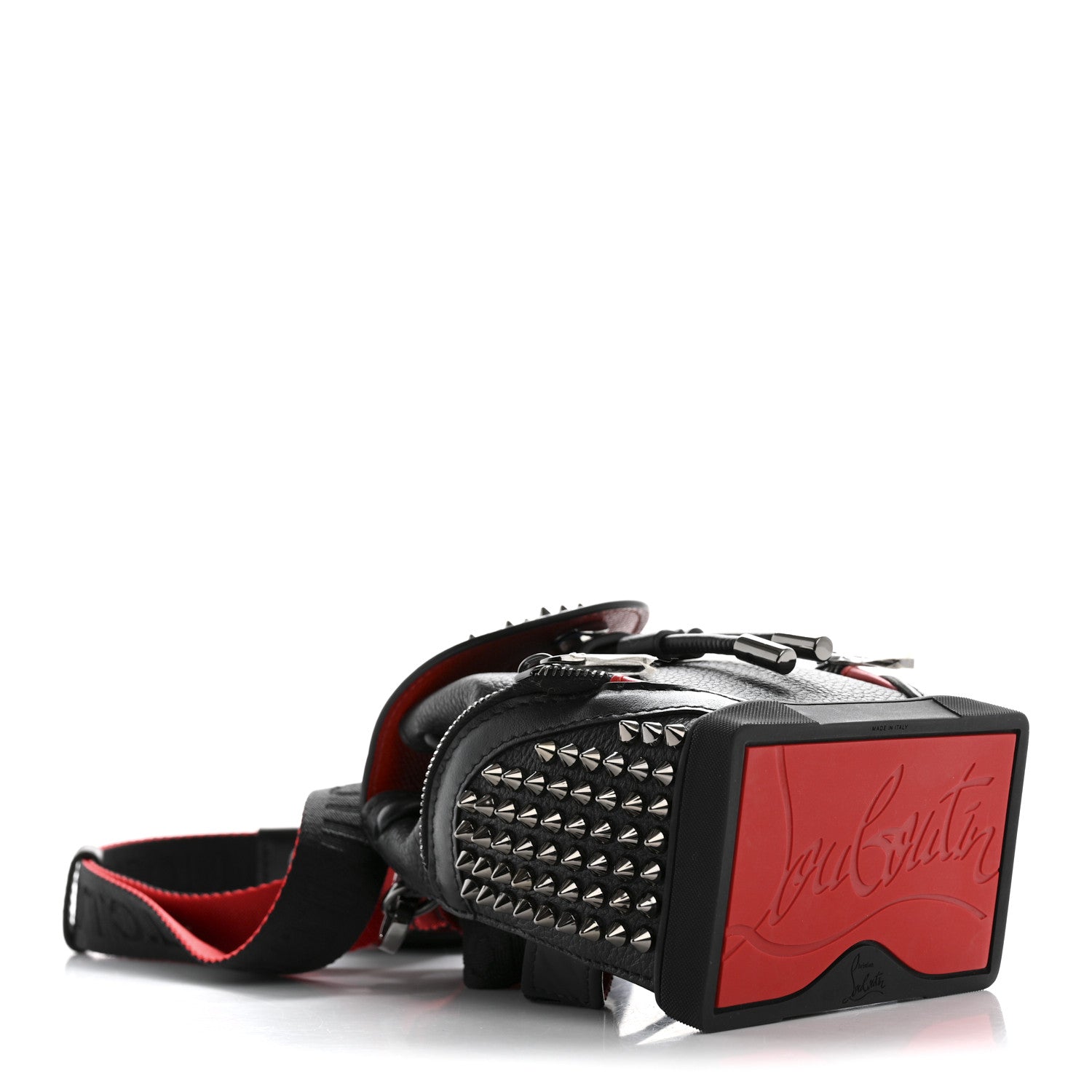 Christian Louboutin Calfskin Spiked Mini Explorafunk Keyring Bag Black 4 of 11