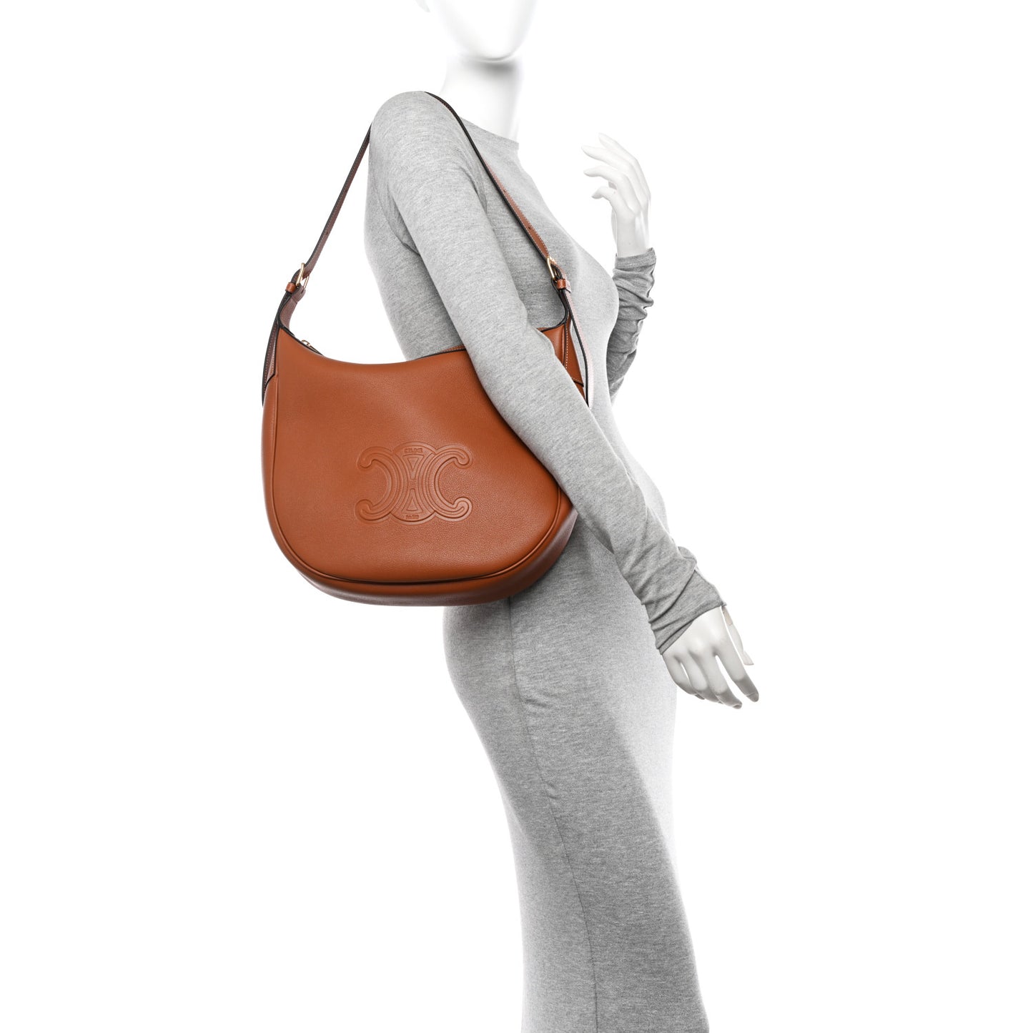 Supple Calfskin Medium Triomphe Heloise Shoulder Bag Tan