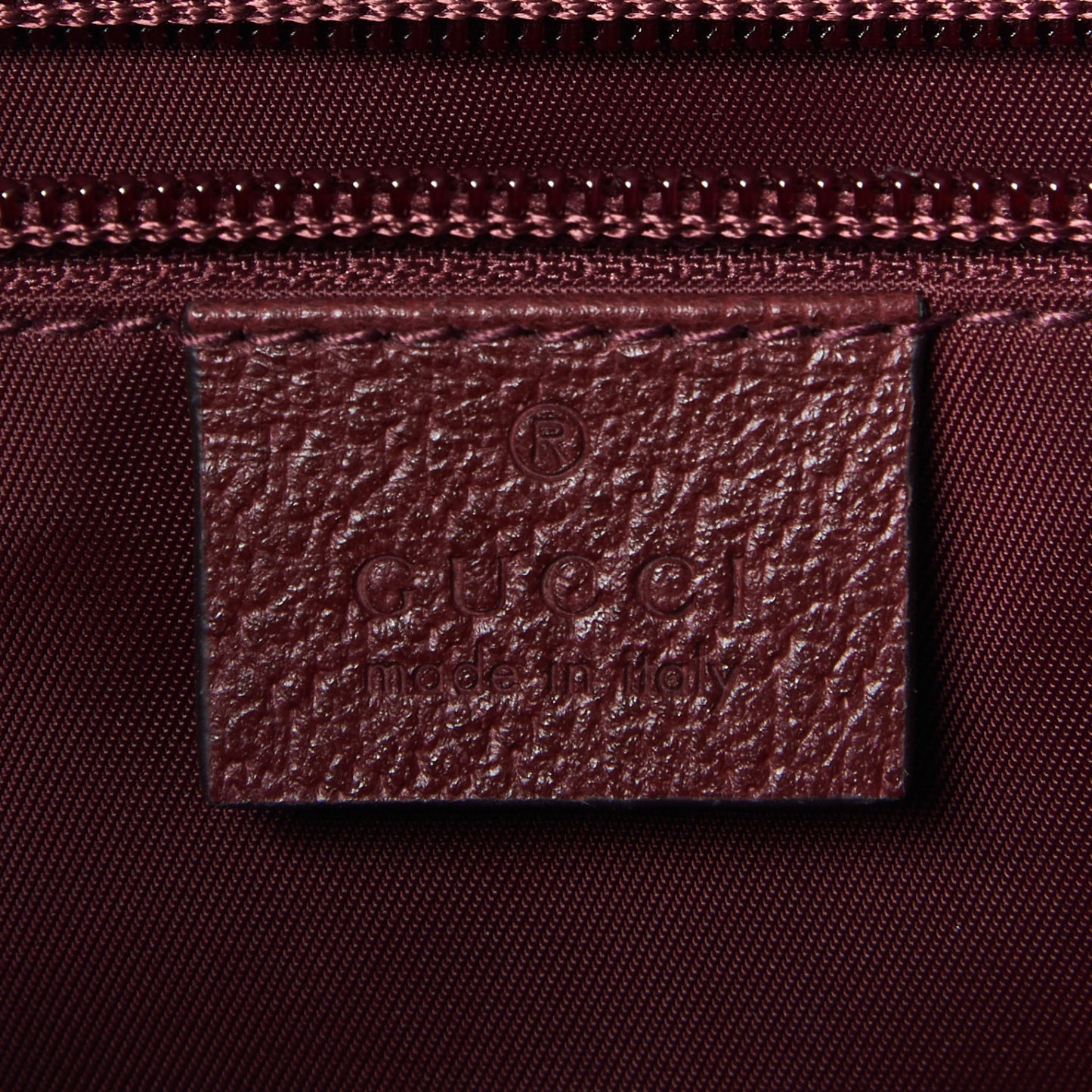 GG Monogram Script Logo Large Double Pocket Backpack Sahara Rubino Bordeaux