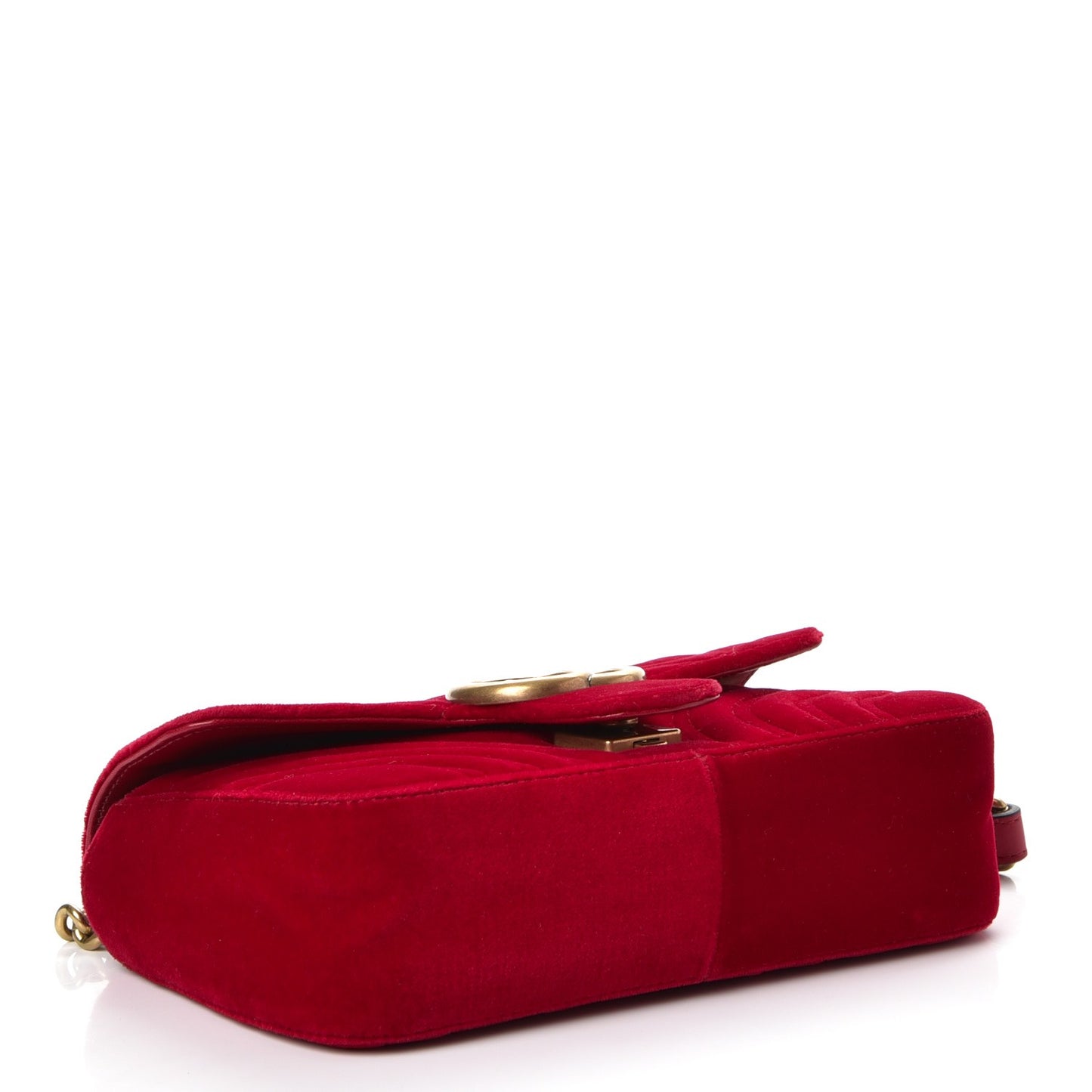 Velvet Matelasse Mini GG Marmont Shoulder Bag Hibiscus Red