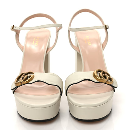 Gucci Calfskin GG Marmont Ankle Wrap 30/115mm Platform Sandals 39 Mystic White 2 of 8