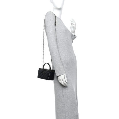 Chanel Lambskin Quilted Small Top Handle Vanity Case With Chain Black 2 of 10