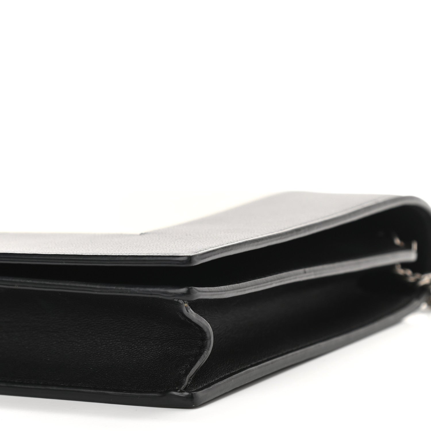 Celine Smooth Lambskin Frame Evening Chain Clutch Black White 10 of 10