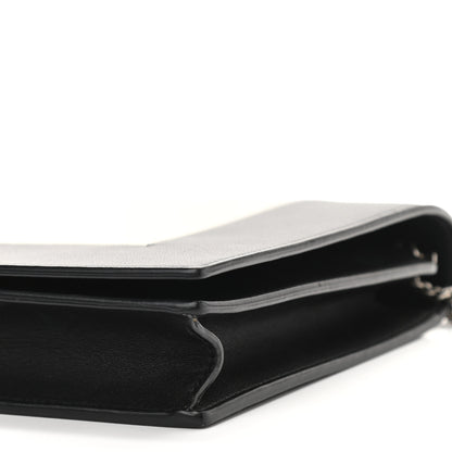 Celine Smooth Lambskin Frame Evening Chain Clutch Black White 10 of 10
