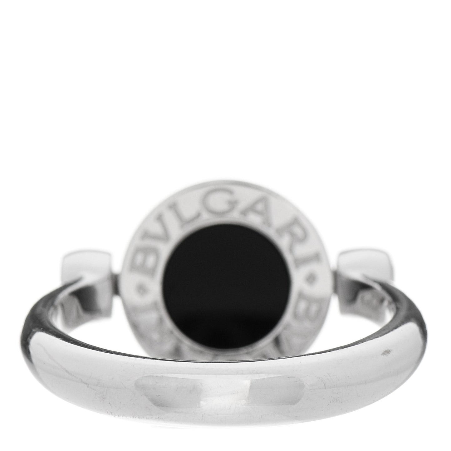 18K White Gold Diamond Black Onyx Bvlgari Bvlgari Flip Ring 52 6