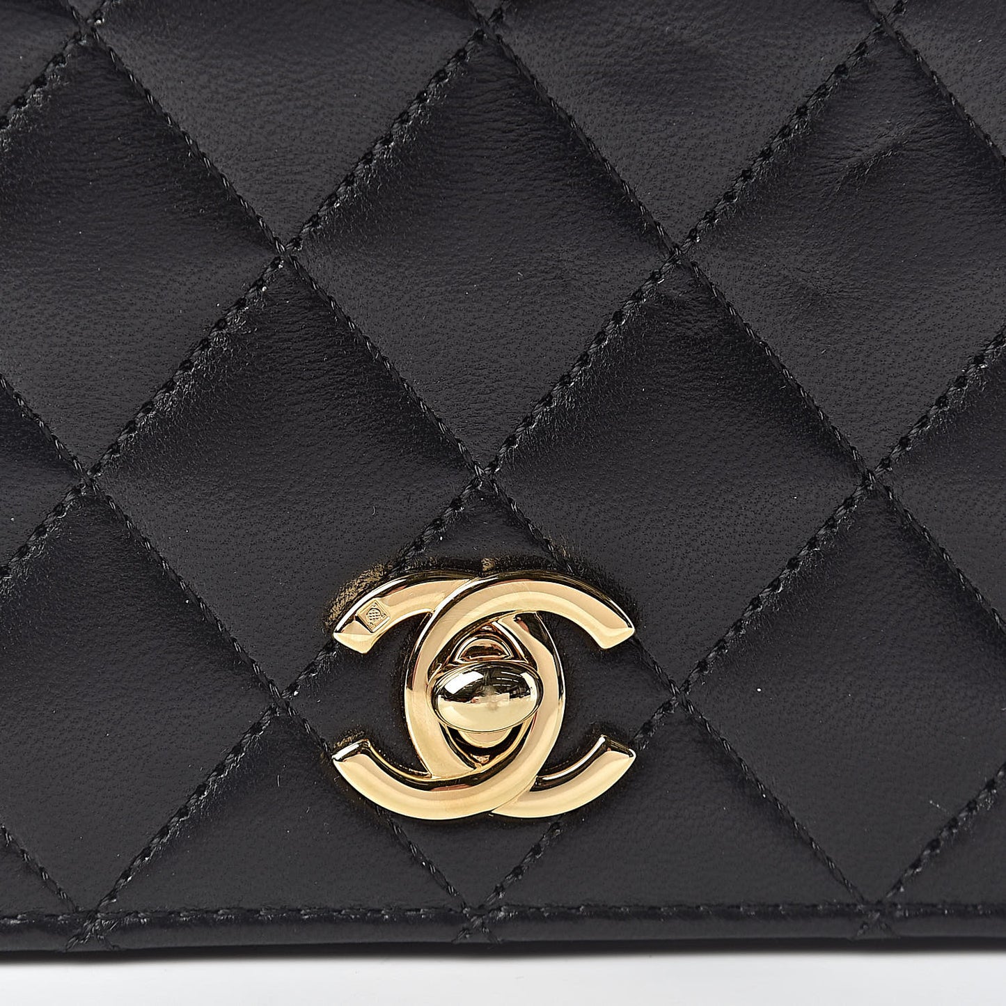 Lambskin Quilted Small Single Flap Black