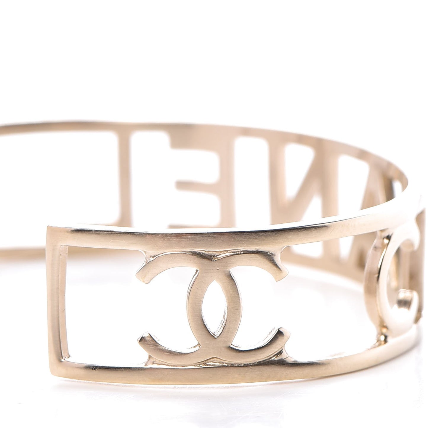 Baguette Logo Cuff Bracelet Gold